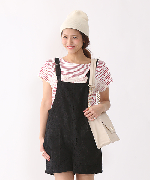 mystic（ミスティック）の「レースライン使いティー（Tシャツ/カットソー・レディース・オフホワイト/ブラック/ネイビー/レッド・ﾌﾘ-）」の4枚目の写真