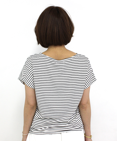 mystic（ミスティック）の「レースライン使いティー（Tシャツ/カットソー・レディース・オフホワイト/ブラック/ネイビー/レッド・ﾌﾘ-）」の8枚目の写真