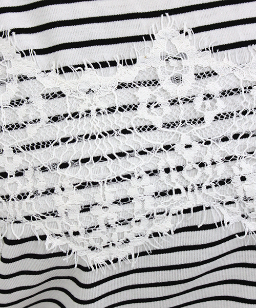 mystic（ミスティック）の「レースライン使いティー（Tシャツ/カットソー・レディース・オフホワイト/ブラック/ネイビー/レッド・ﾌﾘ-）」の6枚目の写真