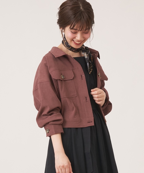 natural couture（ナチュラルクチュール）の「NEWコンパクトショートブルゾン（ブルゾン・レディース・カーキ/チェック/チョコ/ベージュ・FREE）」の2枚目の写真