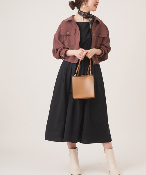 natural couture（ナチュラルクチュール）の「NEWコンパクトショートブルゾン（ブルゾン・レディース・カーキ/チェック/チョコ/ベージュ・FREE）」の5枚目の写真