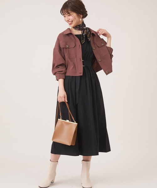 natural couture（ナチュラルクチュール）の「NEWコンパクトショートブルゾン（ブルゾン・レディース・カーキ/チェック/チョコ/ベージュ・FREE）」の6枚目の写真