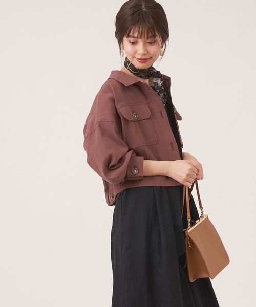 natural couture（ナチュラルクチュール）の「NEWコンパクトショートブルゾン（ブルゾン・レディース・カーキ/チェック/チョコ/ベージュ・FREE）」の7枚目の写真