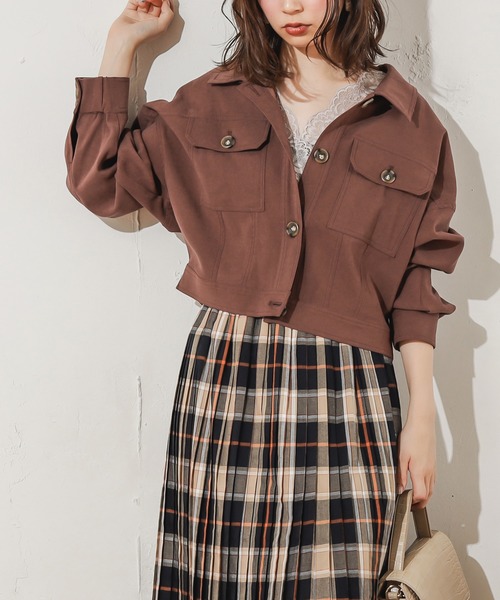 natural couture（ナチュラルクチュール）の「NEWコンパクトショートブルゾン（ブルゾン・レディース・カーキ/チェック/チョコ/ベージュ・FREE）」の11枚目の写真