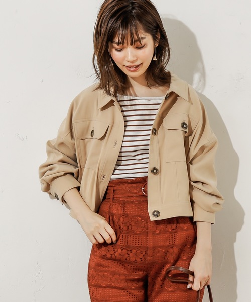 natural couture（ナチュラルクチュール）の「NEWコンパクトショートブルゾン（ブルゾン・レディース・カーキ/チェック/チョコ/ベージュ・FREE）」の14枚目の写真