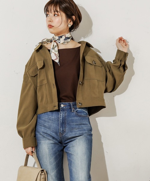 natural couture（ナチュラルクチュール）の「NEWコンパクトショートブルゾン（ブルゾン・レディース・カーキ/チェック/チョコ/ベージュ・FREE）」の16枚目の写真