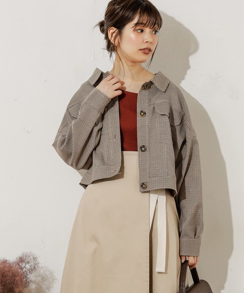 natural couture（ナチュラルクチュール）の「NEWコンパクトショートブルゾン（ブルゾン・レディース・カーキ/チェック/チョコ/ベージュ・FREE）」の19枚目の写真