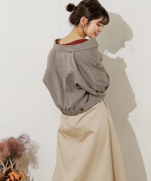 natural couture（ナチュラルクチュール）の「NEWコンパクトショートブルゾン（ブルゾン・レディース・カーキ/チェック/チョコ/ベージュ・FREE）」の20枚目の写真