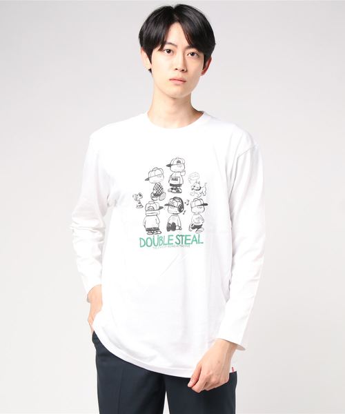 DOUBLE STEAL（ダブルスティール）の「Many DOUBZ　長袖Tシャツ（Tシャツ/カットソー・メンズ・ホワイト×レッド/ホワイト×グリーン/ブラック×レッド/ダークグリーン・XX-LARGE/MEDIUM/LARGE/X-LARGE）」の11枚目の写真