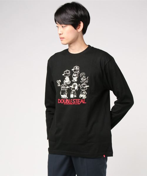 DOUBLE STEAL（ダブルスティール）の「Many DOUBZ　長袖Tシャツ（Tシャツ/カットソー・メンズ・ホワイト×レッド/ホワイト×グリーン/ブラック×レッド/ダークグリーン・XX-LARGE/MEDIUM/LARGE/X-LARGE）」の10枚目の写真
