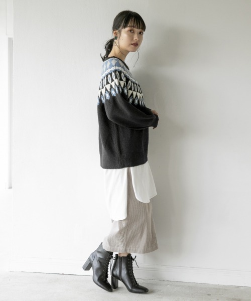 LOWRYS FARM(ローリーズファーム)の「レイヤードスリットLS 861672(Tシャツ/カットソー・レディース・ブラック/オフホワイト・FREE)」の6枚目の写真