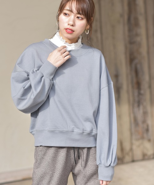 rps(アールピーエス)の「ボリューム袖裏毛プルオーバー(スウェット・レディース・カーキ/ブルー/アイボリー/モカ/杢グレー・M)」の5枚目の写真