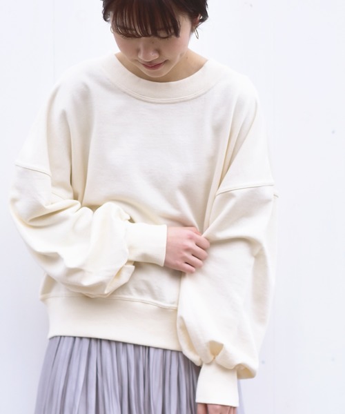 rps(アールピーエス)の「ボリューム袖裏毛プルオーバー(スウェット・レディース・カーキ/ブルー/アイボリー/モカ/杢グレー・M)」の9枚目の写真