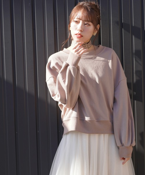 rps(アールピーエス)の「ボリューム袖裏毛プルオーバー(スウェット・レディース・カーキ/ブルー/アイボリー/モカ/杢グレー・M)」の11枚目の写真