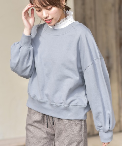 rps(アールピーエス)の「ボリューム袖裏毛プルオーバー(スウェット・レディース・カーキ/ブルー/アイボリー/モカ/杢グレー・M)」の15枚目の写真