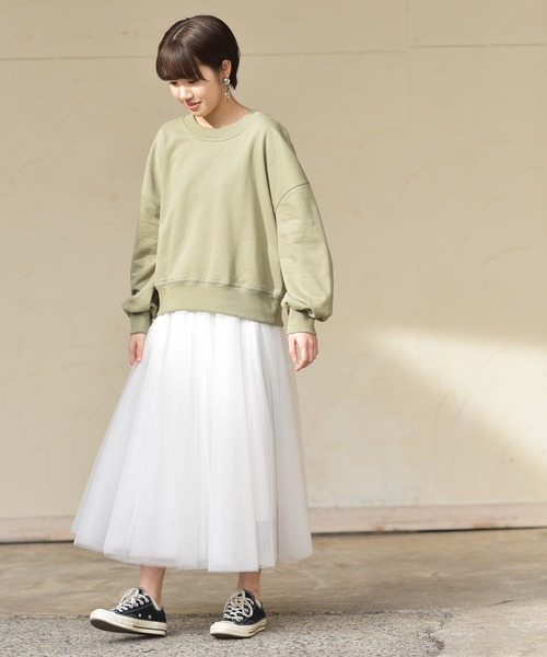 rps(アールピーエス)の「ボリューム袖裏毛プルオーバー(スウェット・レディース・カーキ/ブルー/アイボリー/モカ/杢グレー・M)」の16枚目の写真