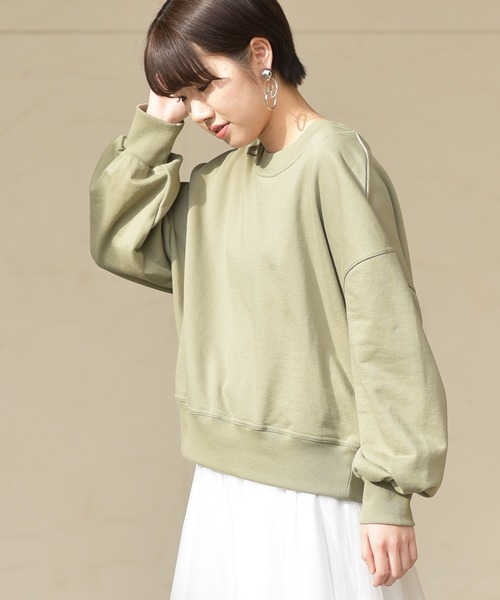 rps(アールピーエス)の「ボリューム袖裏毛プルオーバー(スウェット・レディース・カーキ/ブルー/アイボリー/モカ/杢グレー・M)」の17枚目の写真