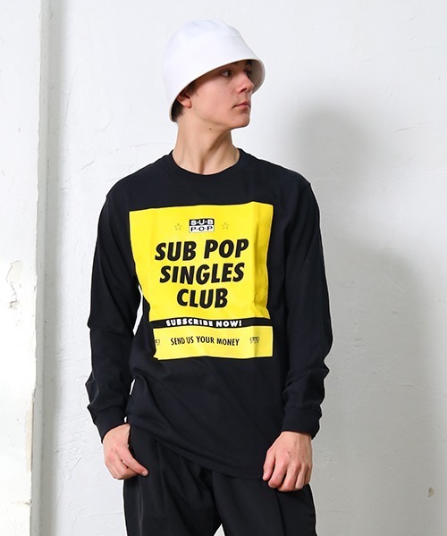 SUB POP（サブポップ）の「L/S PRINT TEE "SINGLES CLUB"/ ロングスリーブ プリント T "シングルズ クラブ”（Tシャツ/カットソー・メンズ・ブラック/ホワイト・MEDIUM/LARGE/X-LARGE）」の4枚目の写真
