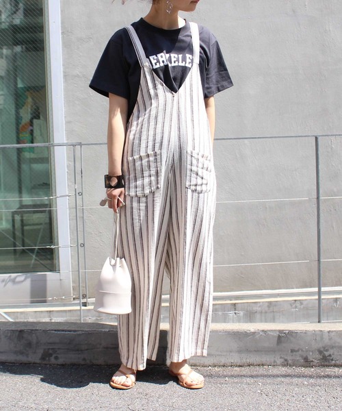 リネンレーヨンストライプ2wayサロペット サロペット オーバーオール Ciaopanic Ciaopanic Typy チャオパニック ティピー のファッション
