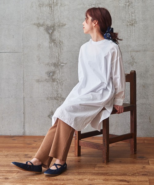 美品PARlCl パーリッシィ綿麻ロングブラウス