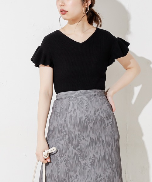 natural couture（ナチュラルクチュール）の「前後2WAYお上品フリル袖プルオーバー（ニット/セーター・レディース・ブラック/ベージュ/グリーン/レンガ・FREE）」の19枚目の写真