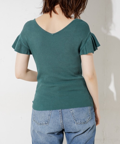 natural couture（ナチュラルクチュール）の「前後2WAYお上品フリル袖プルオーバー（ニット/セーター・レディース・ブラック/ベージュ/グリーン/レンガ・FREE）」の18枚目の写真