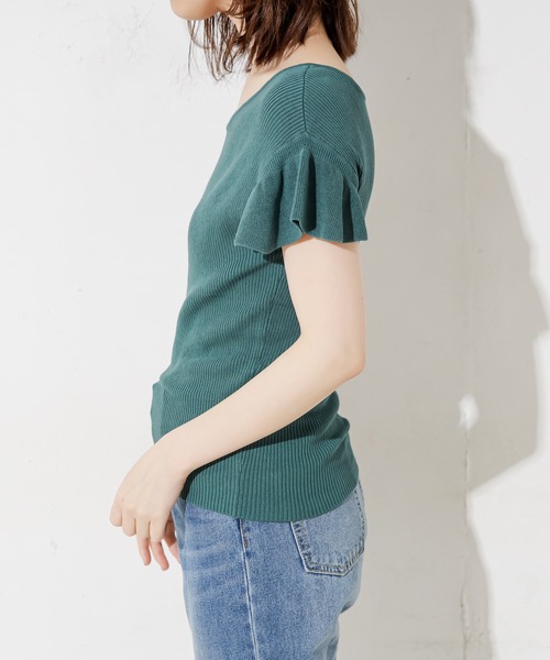 natural couture（ナチュラルクチュール）の「前後2WAYお上品フリル袖プルオーバー（ニット/セーター・レディース・ブラック/ベージュ/グリーン/レンガ・FREE）」の9枚目の写真