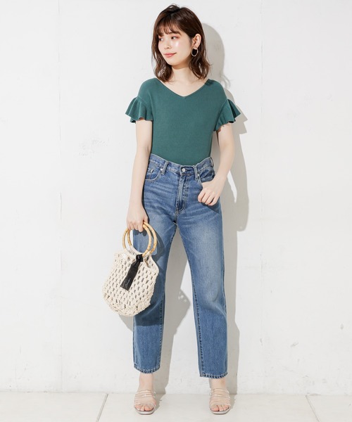 natural couture（ナチュラルクチュール）の「前後2WAYお上品フリル袖プルオーバー（ニット/セーター・レディース・ブラック/ベージュ/グリーン/レンガ・FREE）」の14枚目の写真