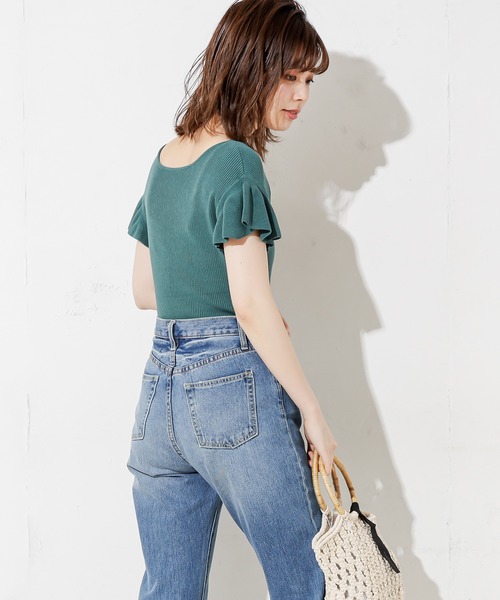 natural couture（ナチュラルクチュール）の「前後2WAYお上品フリル袖プルオーバー（ニット/セーター・レディース・ブラック/ベージュ/グリーン/レンガ・FREE）」の10枚目の写真