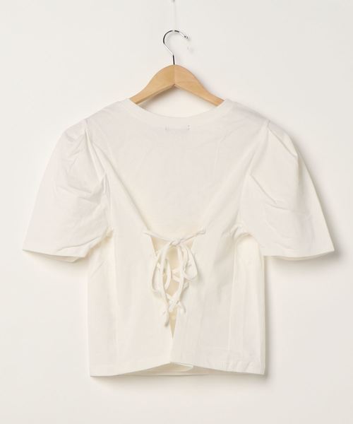 SpRay(スプレイ)の「BACK スピンドル Tシャツ(Tシャツ/カットソー・レディース・ブラック/オフホワイト/ブルー/ライトパープル/グレイッシュベージュ・FREE)」の6枚目の写真