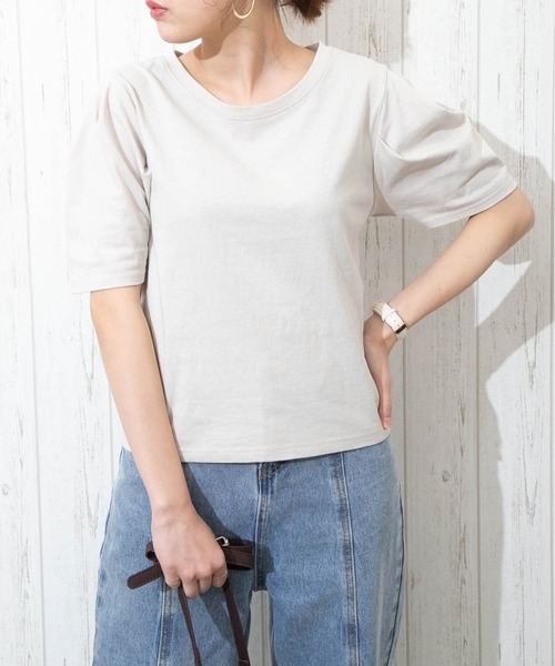 SpRay(スプレイ)の「BACK スピンドル Tシャツ(Tシャツ/カットソー・レディース・ブラック/オフホワイト/ブルー/ライトパープル/グレイッシュベージュ・FREE)」の18枚目の写真