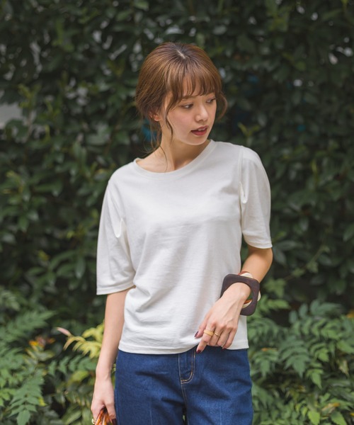 SpRay(スプレイ)の「BACK スピンドル Tシャツ(Tシャツ/カットソー・レディース・ブラック/オフホワイト/ブルー/ライトパープル/グレイッシュベージュ・FREE)」の20枚目の写真