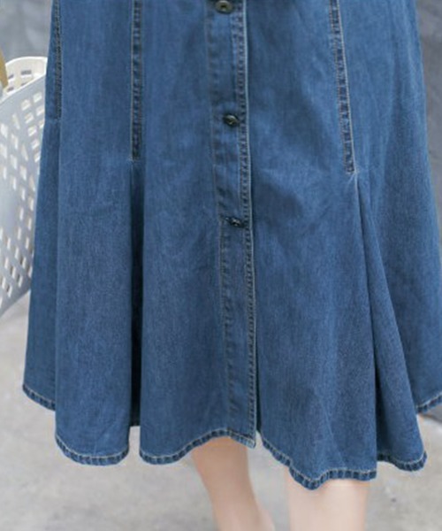 デニム ワンピース シャツワンピース Grandeir グランディール のファッション シャツワンピース フレア フレア