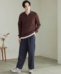 TRストレッチ スーツ地 タックワイドパンツ