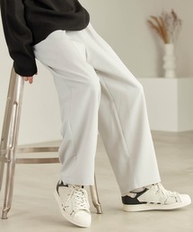 TRストレッチ スーツ地 タックワイドパンツ