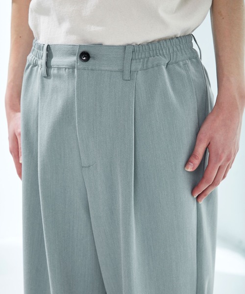 TRストレッチ スーツ地 タックワイドパンツ MONO-MART│MONO-MART