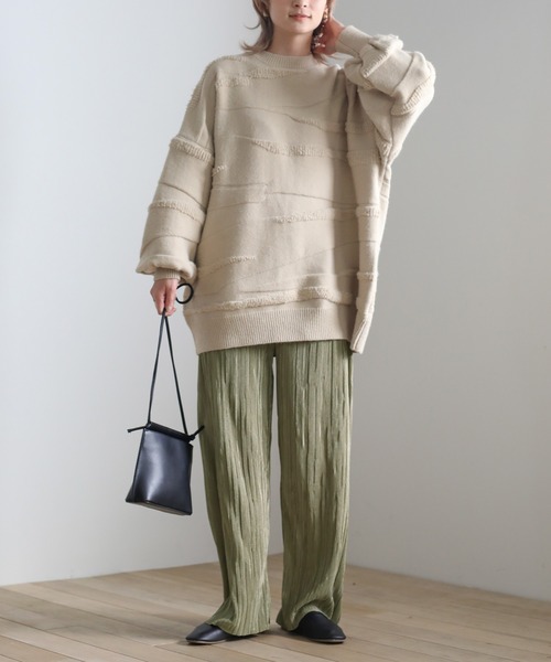 select MOCA(セレクトモカ)の「2021 SS シャイニープリーツサテンパンツ(その他パンツ・レディース・ブラック/カーキ/グレイッシュベージュ・FREE)」の11枚目の写真