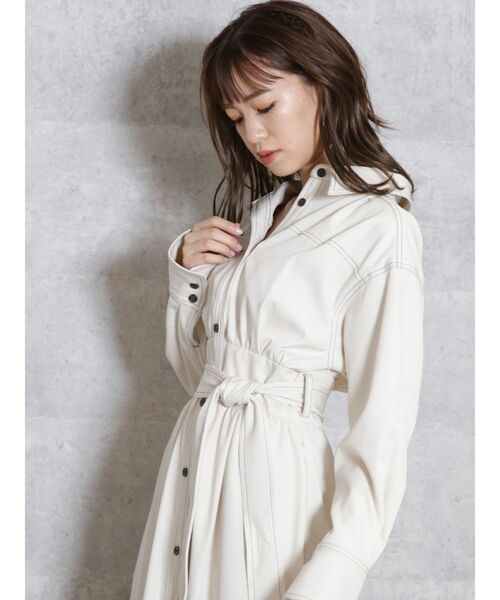 dazzlin（ダズリン）の「ステッチアートシャツワンピース（ワンピース・レディース・イエロー/インディゴブルー/アイボリー・FREE）」の9枚目の写真