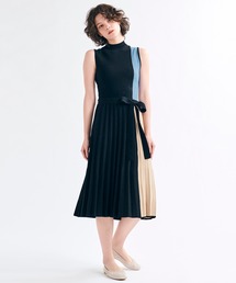 LANVIN en Bleu バイカラーニットワンピース、カーディガン LANVIN en Bleu バイカラーニットワンピース、カーディガン