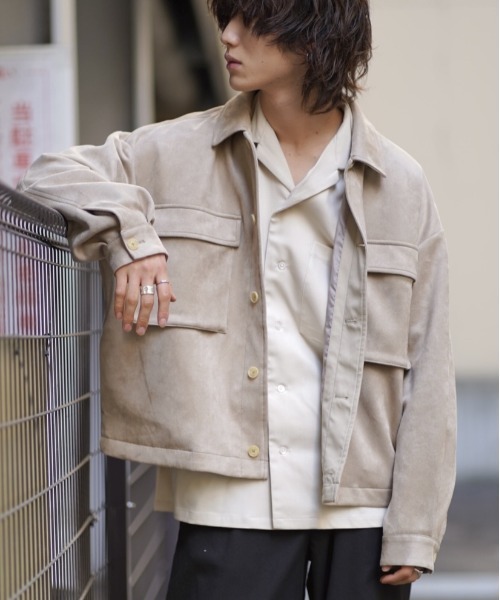 RAGEBLUE（レイジブルー）の「カットスウェード/ストレッチビッグブルゾン/928238（ブルゾン・メンズ・オフホワイト/ベージュ/グリーン系その他・MEDIUM/LARGE）」の3枚目の写真