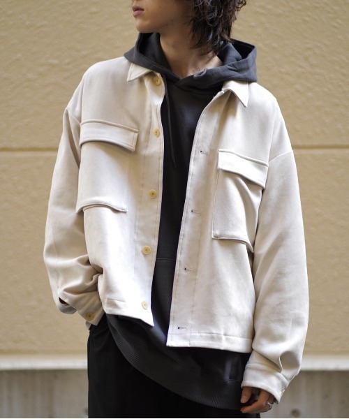 RAGEBLUE（レイジブルー）の「カットスウェード/ストレッチビッグブルゾン/928238（ブルゾン・メンズ・オフホワイト/ベージュ/グリーン系その他・MEDIUM/LARGE）」の2枚目の写真