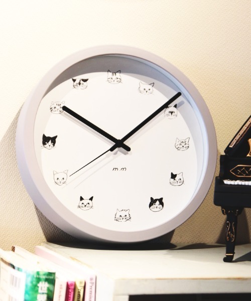 松尾ミユキ（マツオミユキ）の「キャットフェイス壁掛け時計（掛け時計・レディース・グレー/ホワイト/ベージュ・MEDIUM）」の16枚目の写真