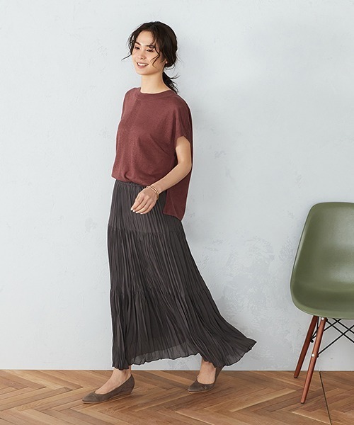 COMME CA ISM（コムサイズム）の「ワッシャープリーツ・ティアード スカート（スカート・レディース・ベージュ/ブラウン/レンガ・SMALL/MEDIUM/LARGE）」の6枚目の写真