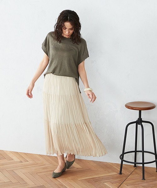 COMME CA ISM（コムサイズム）の「ワッシャープリーツ・ティアード スカート（スカート・レディース・ベージュ/ブラウン/レンガ・SMALL/MEDIUM/LARGE）」の12枚目の写真