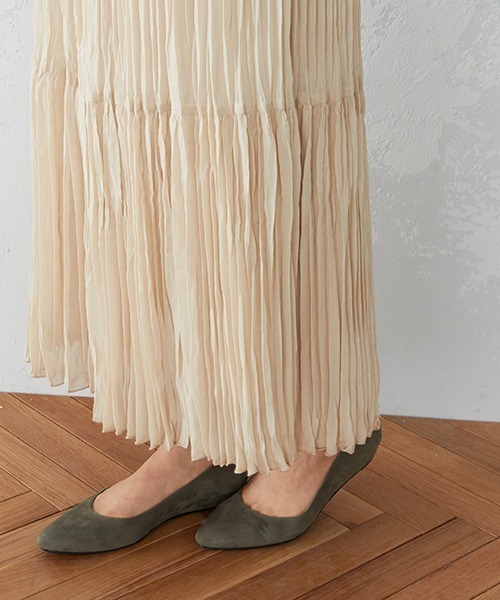 COMME CA ISM（コムサイズム）の「ワッシャープリーツ・ティアード スカート（スカート・レディース・ベージュ/ブラウン/レンガ・SMALL/MEDIUM/LARGE）」の4枚目の写真