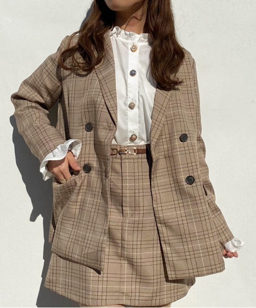 apres jour（アプレジュール）の「チェックダブルジャケット【ZOZOTOWN