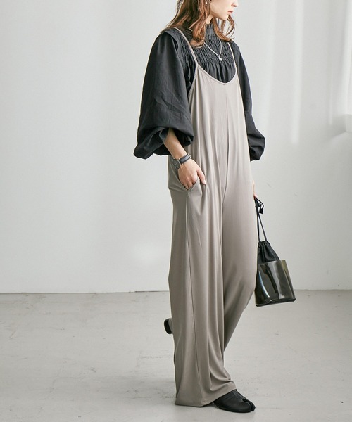 Fashion Letter（ファッションレター）の「ストレッチキャミワイドサロペット（サロペット/オーバーオール・レディース・グレイッシュベージュ/モカ/チャコールグレー/ブラック・M）」の14枚目の写真