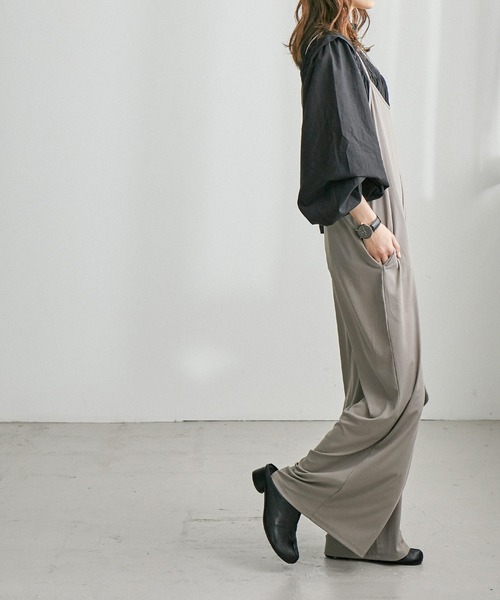 Fashion Letter（ファッションレター）の「ストレッチキャミワイドサロペット（サロペット/オーバーオール・レディース・グレイッシュベージュ/モカ/チャコールグレー/ブラック・M）」の9枚目の写真