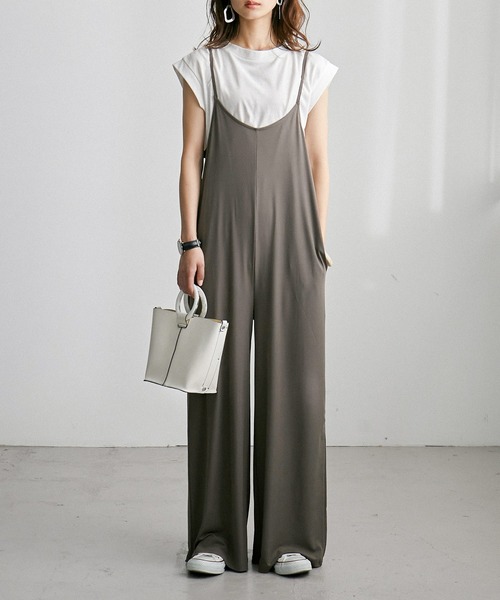 Fashion Letter（ファッションレター）の「ストレッチキャミワイドサロペット（サロペット/オーバーオール・レディース・グレイッシュベージュ/モカ/チャコールグレー/ブラック・M）」の12枚目の写真