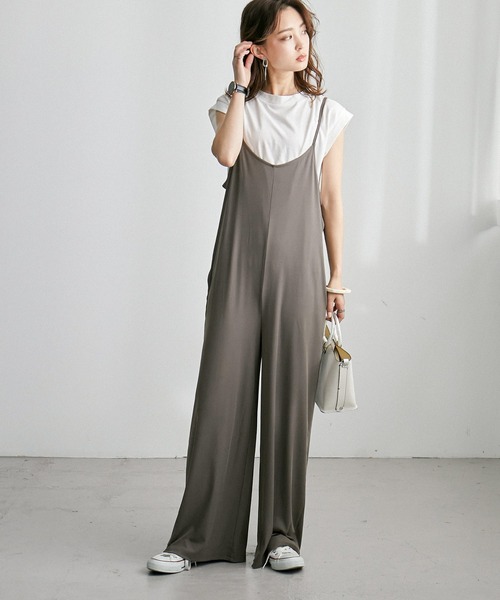 Fashion Letter（ファッションレター）の「ストレッチキャミワイドサロペット（サロペット/オーバーオール・レディース・グレイッシュベージュ/モカ/チャコールグレー/ブラック・M）」の7枚目の写真